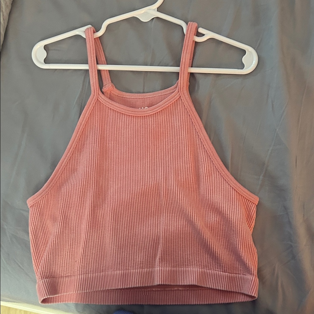 Pink Ribbed Crop Top
